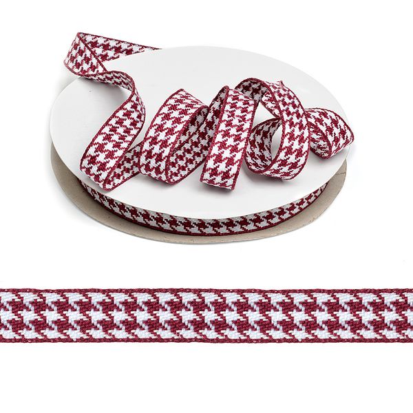 Тесьма отделочная Гусиные лапки 15 мм, 02 бордовый, уп.22,9м