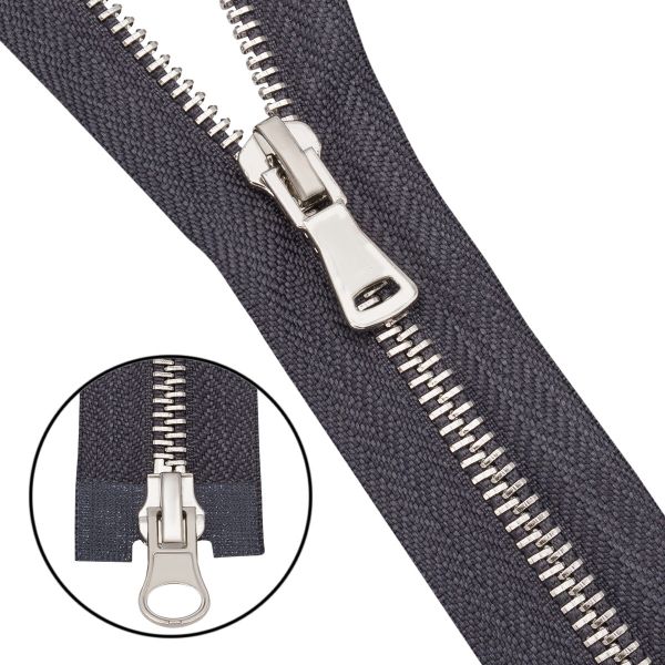 Молния металл Т5 (5 мм) 2 зам., разъем., 70 см, никель, 301 т.серый, 6535-0311, 5 шт