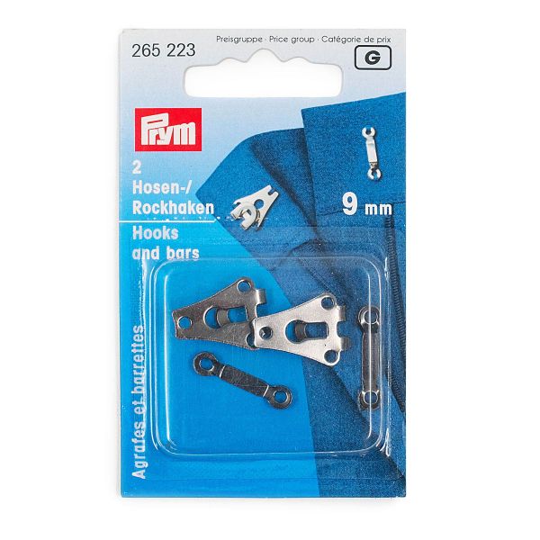 Крючки брючные (юбочные) пришивные 9 мм, с дугой, сталь черный, Prym