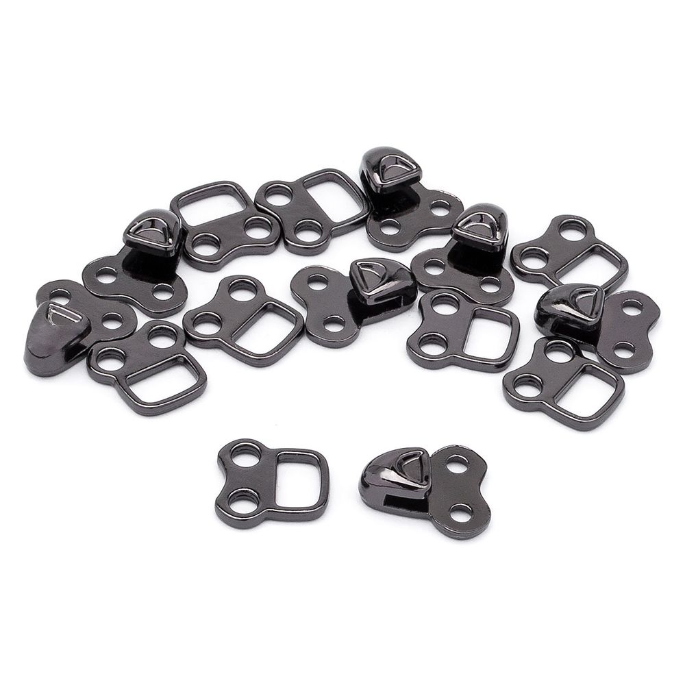 Крючки пришивные декоративные 14х24 мм, pewter, олово, чер.никель, 12 шт