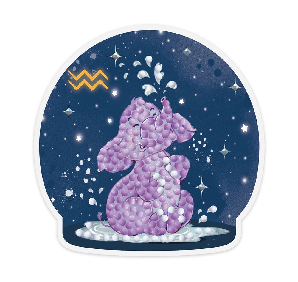 Алмазная (кристальная) мозаика Фрея, магнит Знаки зодиака. Водолей, 9х9 см