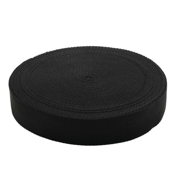 Стропа (ременная лента) 40 мм / 25 метров, толщ. 1.0 мм, [26.9 г/пог.м], 100% п/п, 20 черный