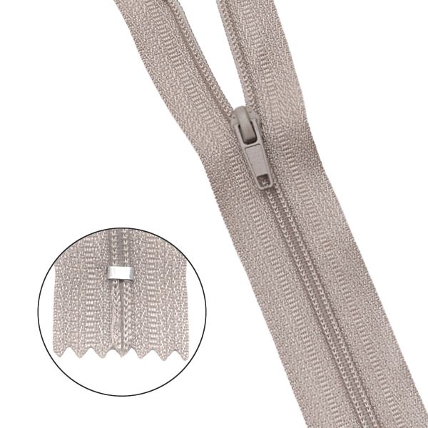 Молния спираль (витая) брючная Т4 (4 мм) 1 зам., н/раз., 18 см, автомат, цв.128 бежево-серый, 10 шт