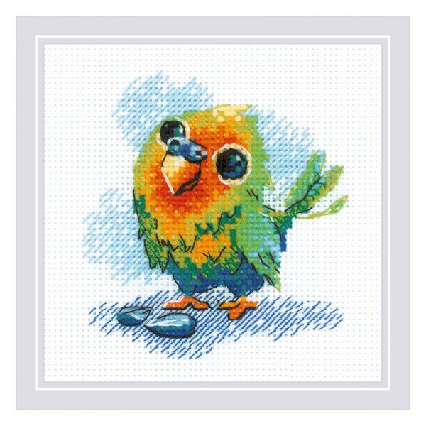 Набор для вышивания нитками Риолис 2284, Попугайчик 15х15 см