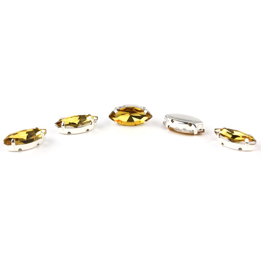 Хрустальные стразы в цапах формы миндаль, желтый 7х15 мм, 5 шт., МЦ004НН715