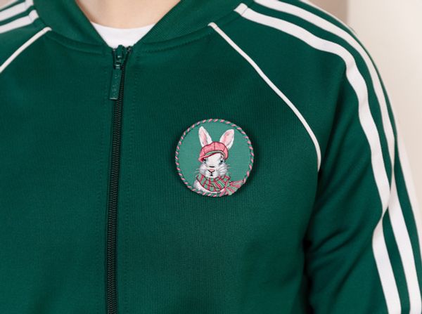 Набор для вышивания нитками Panna, Живая картина. брошь Кролик Жерар, 5.5х5.5 см