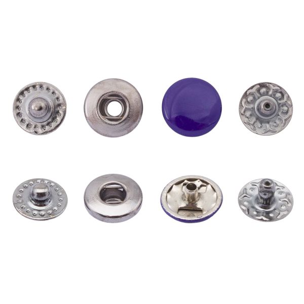 Кнопка Альфа (S-образная) ⌀10.0 мм, ≈1440 шт, МЕТАЛЛ, эмаль, 569 т.синий глянцевый + отв.части чер.никель, ВТ-2, NEW STAR