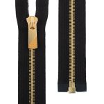 Молния металл Т8 (8 мм) 1 зам., разъем., 80 см, декор, золото, черный, KAP-8 Gamma, 5 шт