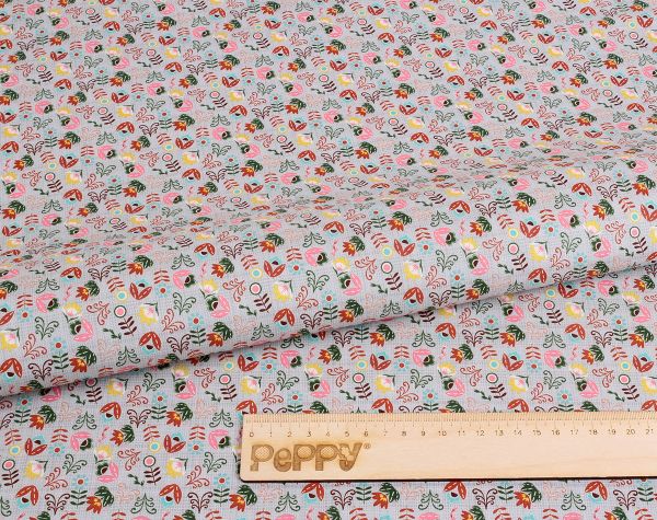 Ткань для пэчворка Peppy Лесные жители, рулон 112 см / 5 метров, ЛЖ-15 серый, Peppy