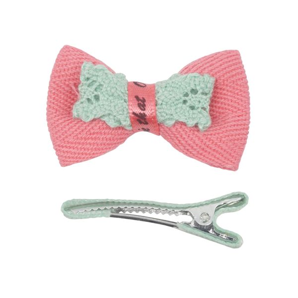 Набор бантик и заколка, мини 35мм/35мм, малиновый/мятный