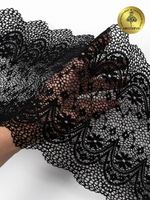 Кружево бельевое эластичное 220 мм / 10 м, 241, цв.02 черный, Kruzhevo