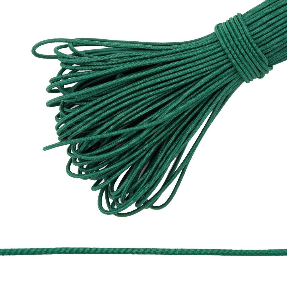 Резинка шляпная (шнур эластичный) ⌀2.0 мм / 30 метров, т.зеленый