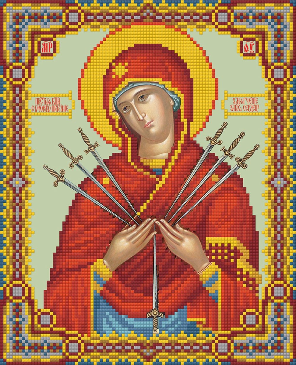 Алмазная (кристальная) мозаика Фрея, Икона Божией Матери Умягчение злых сердец, 27х22 см