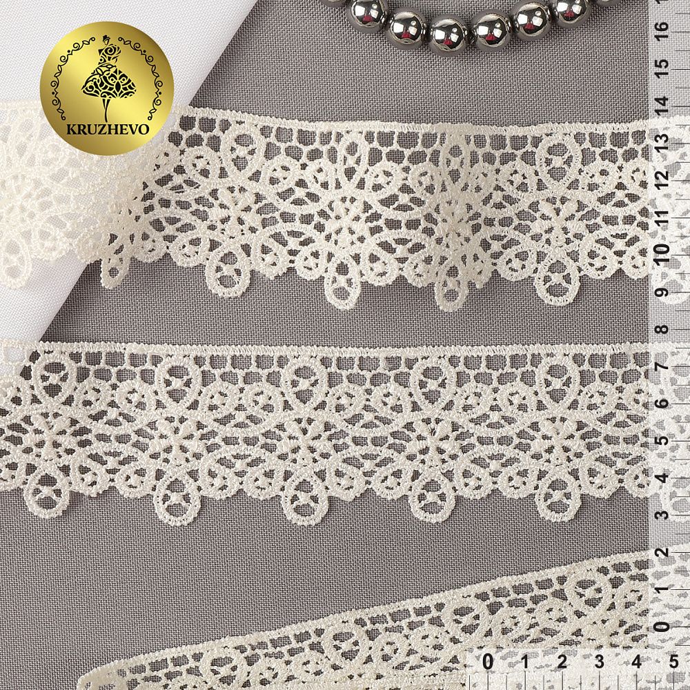 Кружево гипюр (плетёное) 45 мм / 13.71 метров, TBY.1188, цв.молочный