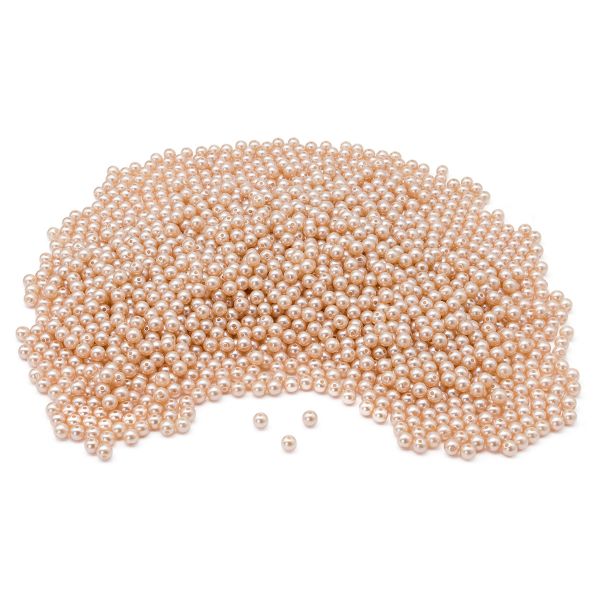 Бусины пластик под жемчуг ⌀8 мм, 500 г, цветные, круглые, A43 бежевый, Astra&Craft, LY-264