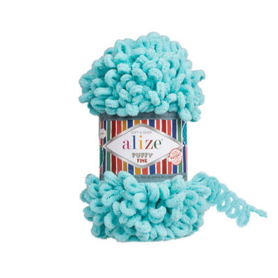 Пряжа Alize (Ализе) Puffy Fine / уп.5 мот. по 100 г, 14м, 263 бирюзовый A