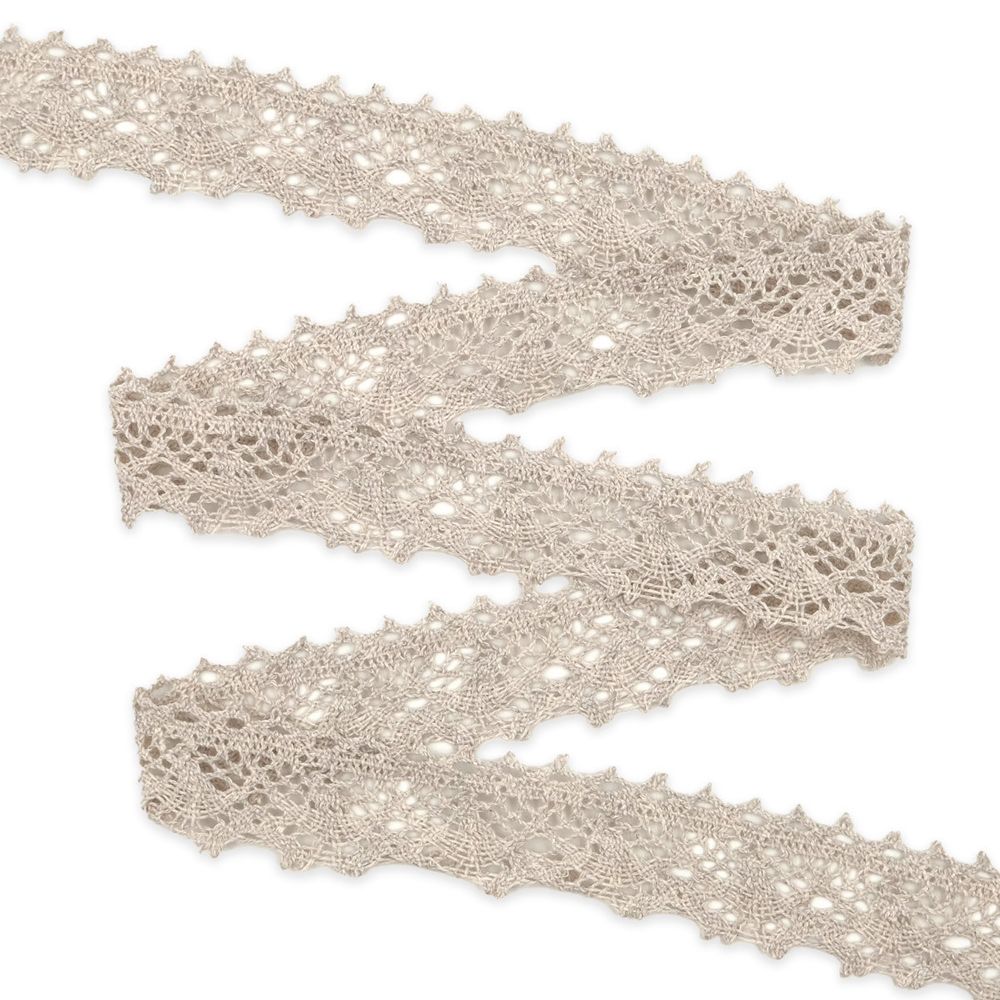 Кружево вязаное (тесьма) хлопковое 35 мм / 25 метров, рис.35.01.199 (лен) С3749Г17
