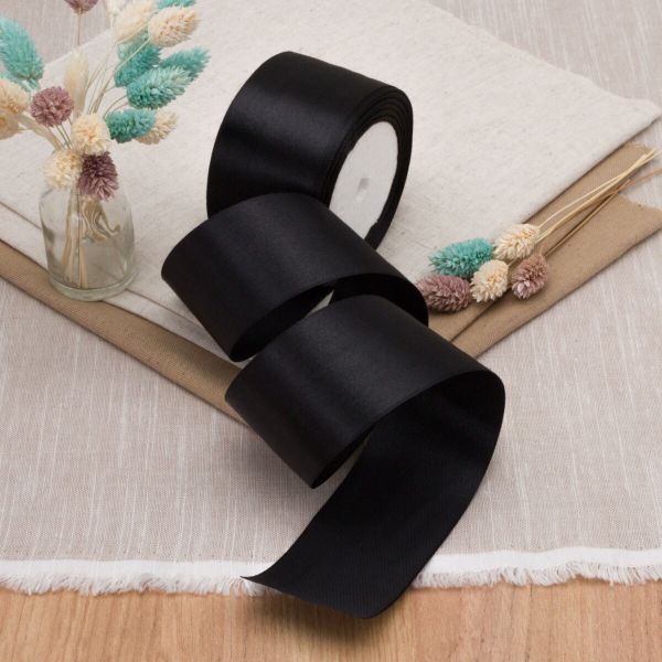 Лента атласная 1-сторонняя 50.0 мм / 22.86±1 метров, аналог 7730446, 39 черный, DDZ2401, Globus