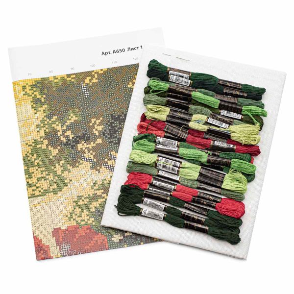 Набор для вышивания нитками Hobby&Pro, Лесные маки, 24х35 см