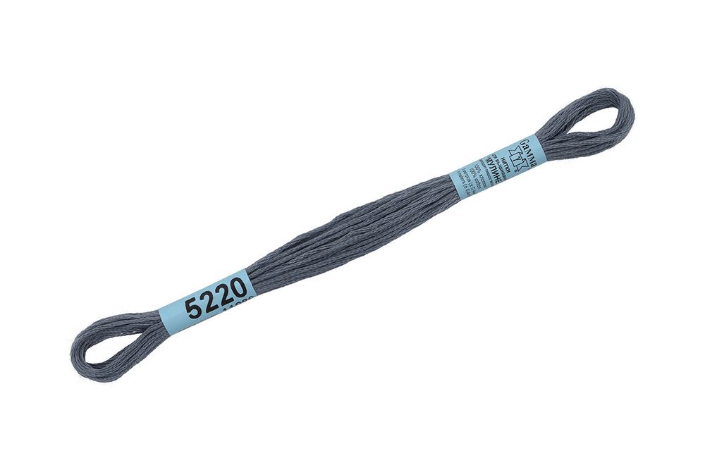 Мулине Gamma 100% хлопок, цв.5220 т.серый, 24 мотка по 8 метров