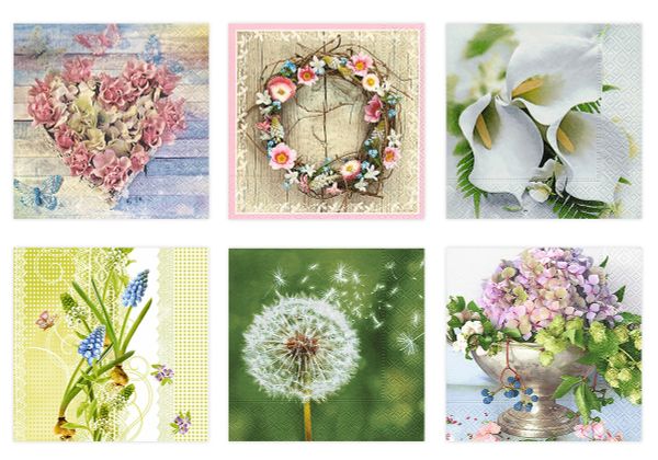 Салфетки для декупажа ассорти №0823-02, 6 шт, Цветочное очарование, Love2art №0823-02