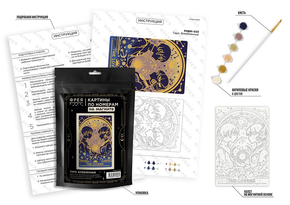 Картина по номерам Фрея PNBM-033, Таро. Влюбленные, (на магните) 10х15 см
