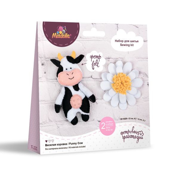 Набор для шитья игрушки Веселая коровка 12 см, Miadolla TF-0329