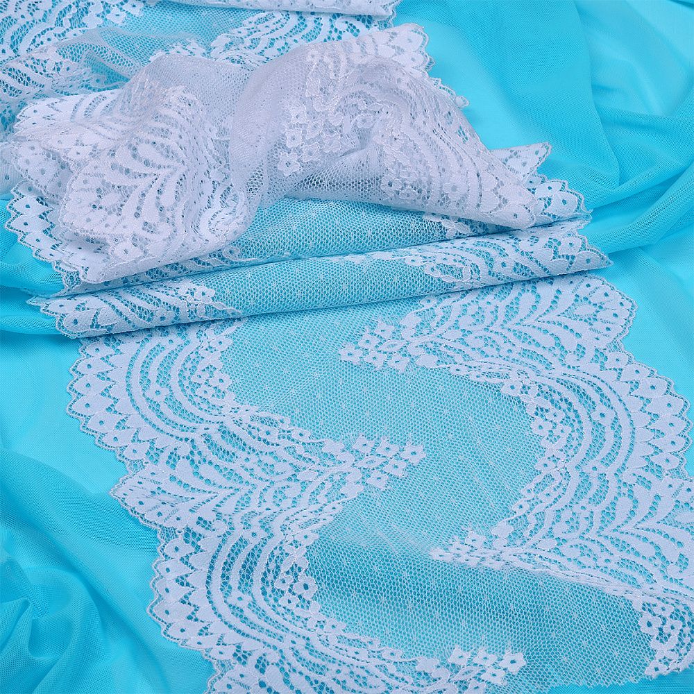 Кружево бельевое эластичное 230 мм / 10 м, 8036, цв.01 белый, Kruzhevo