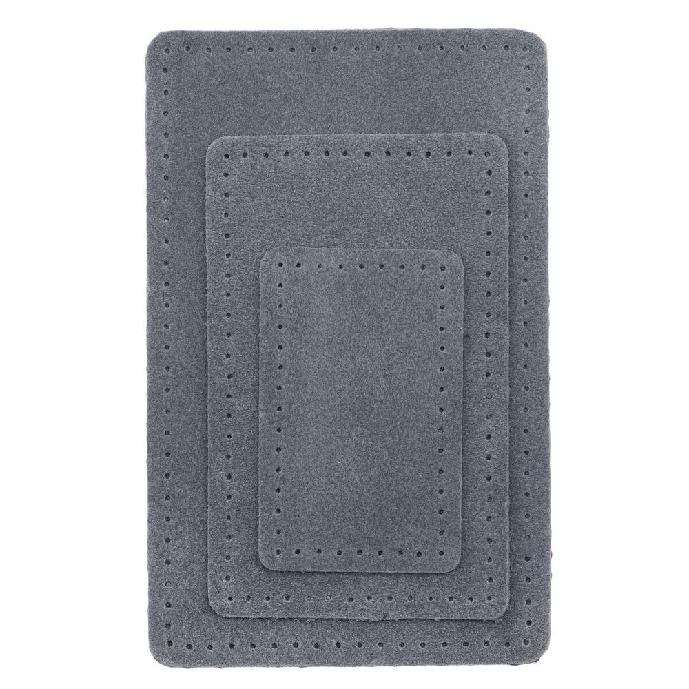 Набор заплаток пришив. из замши, прямоуг-к 4х6,4см, 6х9,6см, 8х12,7см, с перфорацией, 3 шт (26 серый), 59403