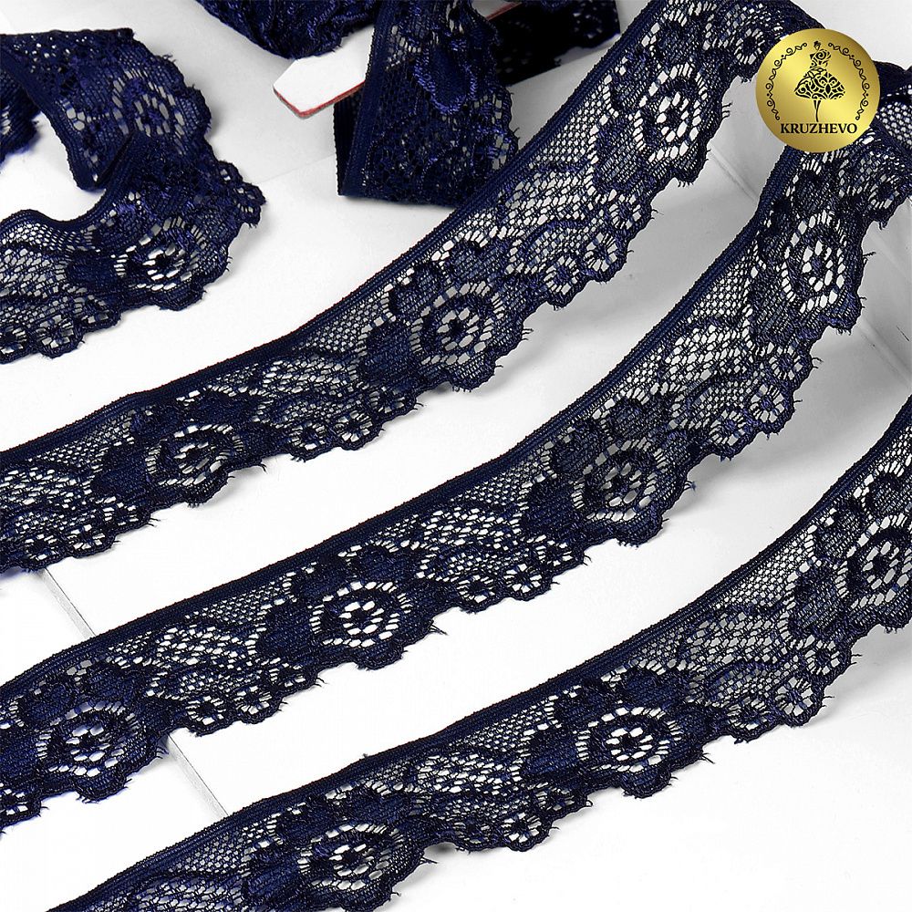 Кружево эластичное (стрейч) 30 мм, L839, цв.S058 синий сапфир уп.50м, Kruzhevo