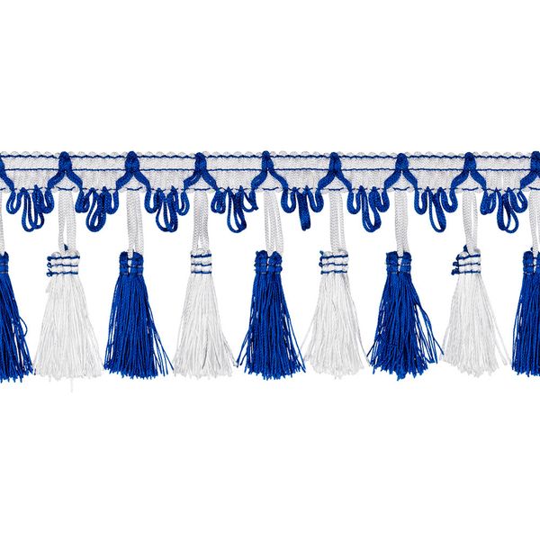 Бахрома отделочная 70.0 мм / 10 метров, с кистями, 234/001 синий/белый, Gamma 878