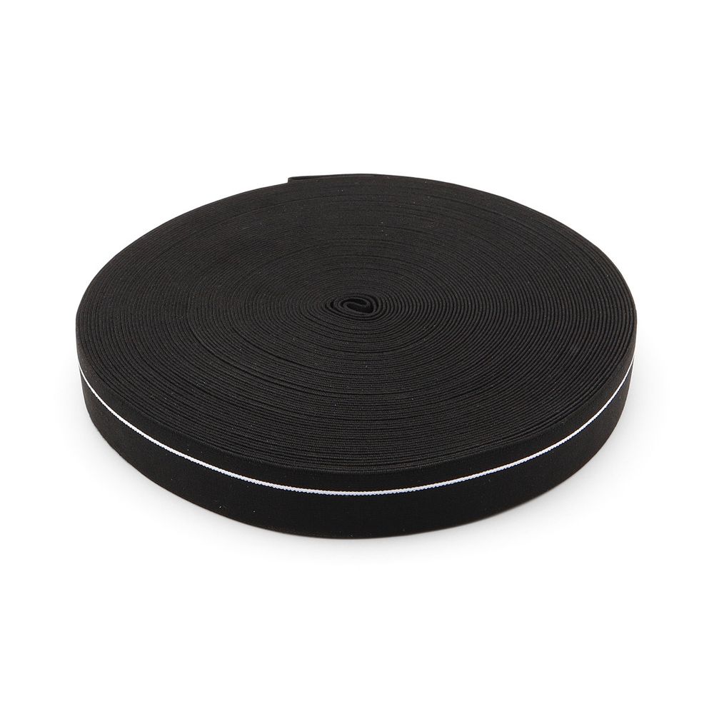 Резинка для мужских трусов и боксеров 30.0 мм / 25 метров, тканая мягкая, 21 г/м, черный/белый полоса