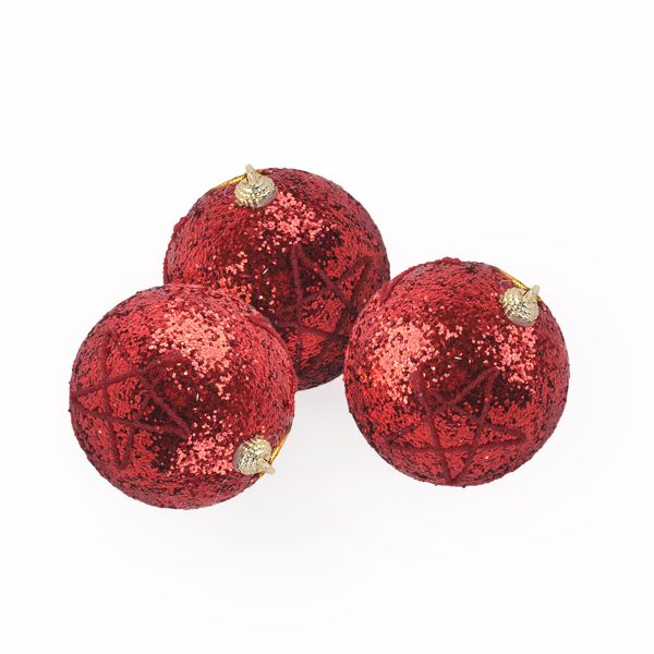 Набор елочных игрушек Шар ⌀8 см, 1х3 шт, №01 красный, Snoweekon SNW-A139, УЦЕНКА