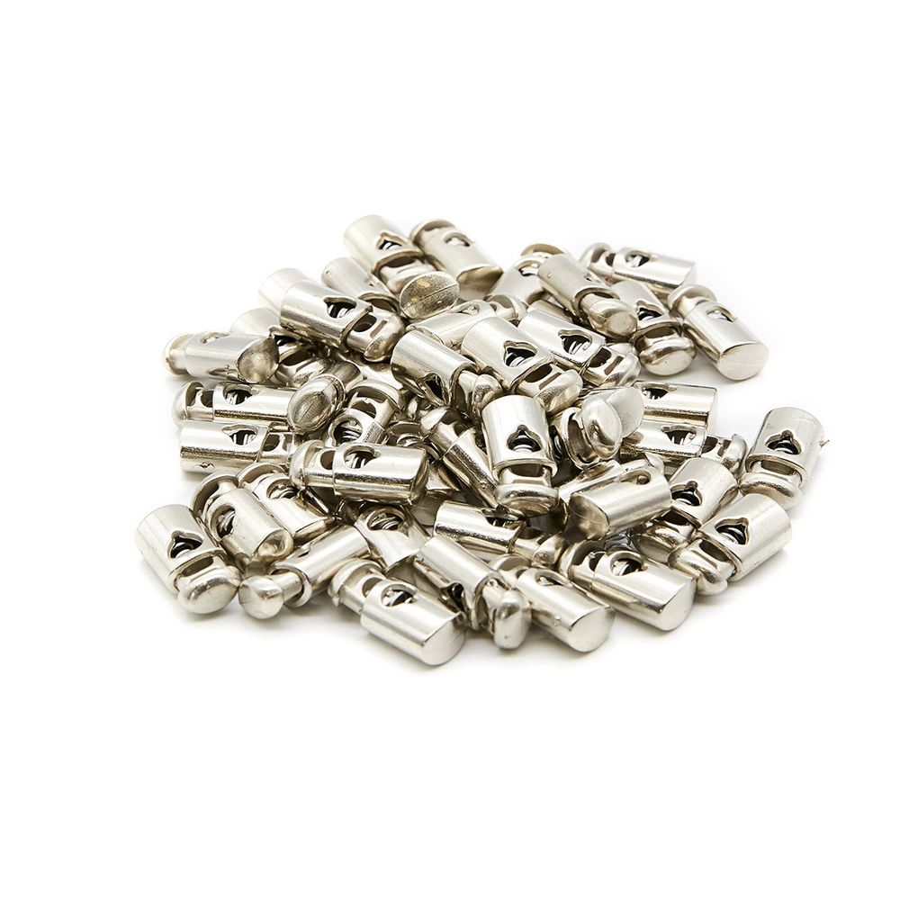 Фиксатор (зажим) для шнура пластик 1 отв., ⌀5.5 мм, 21х11 мм, цилиндр, под металл (никель), 200 шт