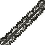 Кружево отделочное в стиле "трикотаж" диз. 932, цв.черный, уп. 22,86 м