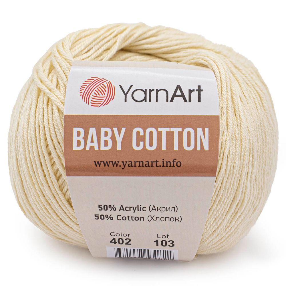Пряжа YarnArt (ЯрнАрт) Baby Cotton / уп.10 мот. по 50 г, 165м, 402 молочный