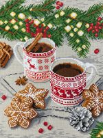 Алмазная (кристальная) мозаика Фрея ALPD-167, на подрамнике Новогодний кофе-брейк, 30х40 см