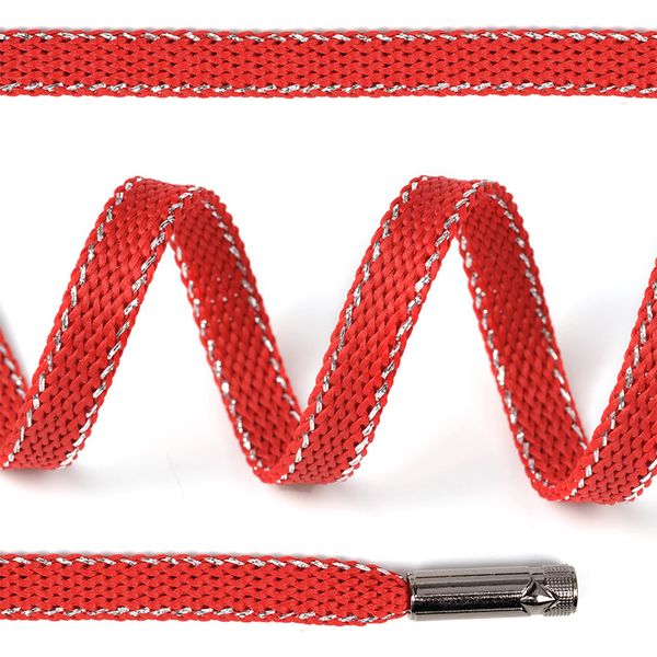 Шнурки плоские 8мм SLF030.10 длина 130 см цв.красный/серебро уп.10 шт