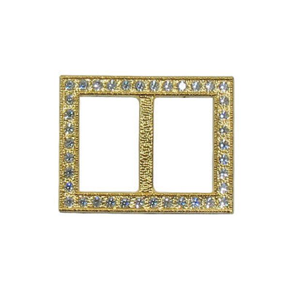 Пряжка ременная металл 35х25 мм, 1 шт, со стразами, золото, Gamma 51306 081