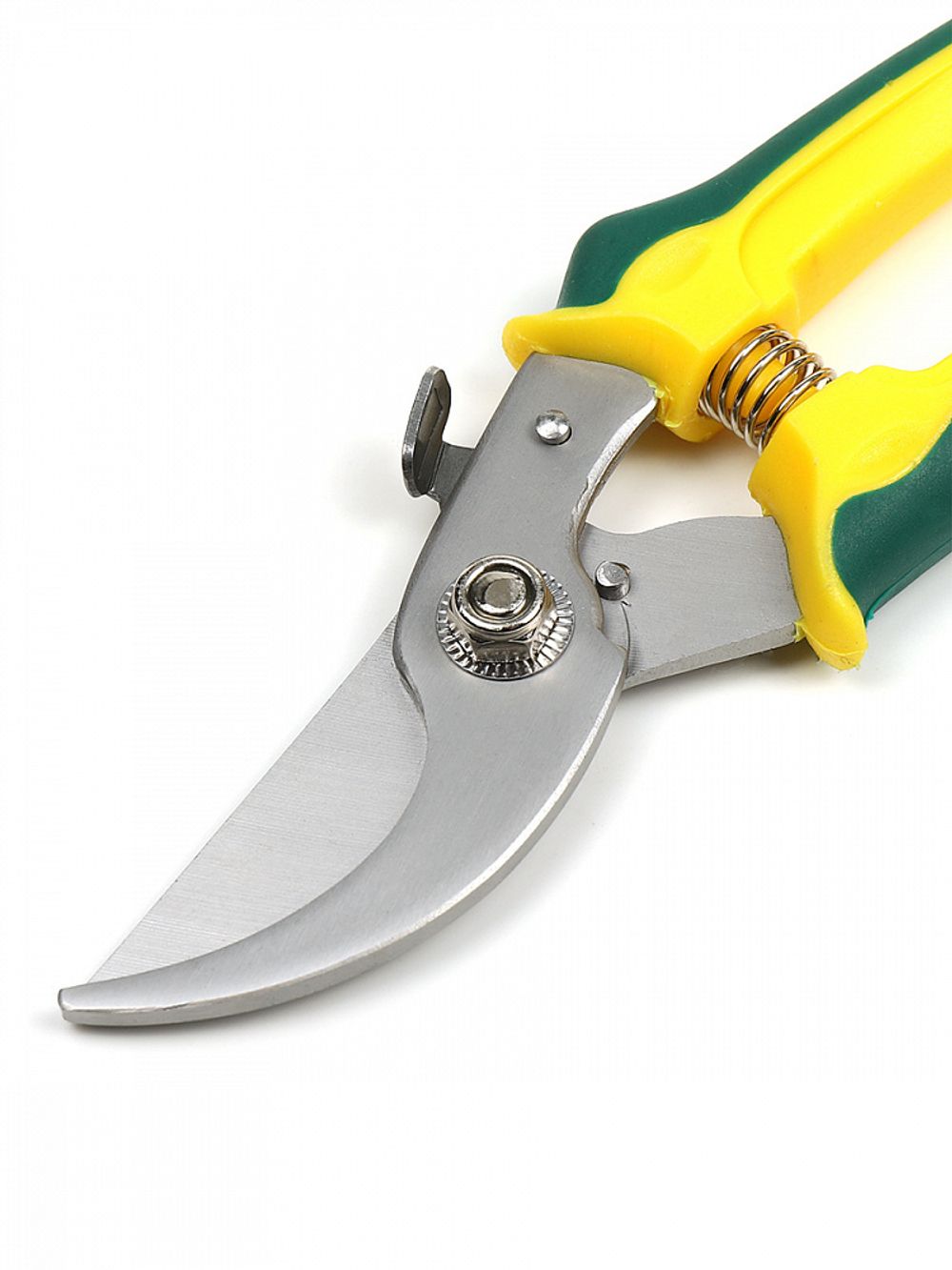 Секатор изогнутое лезвие 60/200 K6212 ручки желто-зеленый пластик, Maxwell Garden