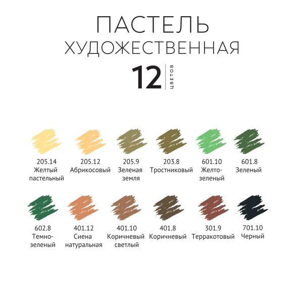 Пастель художественная 12 цв, Элементы. Земля, Аква-колор IZO-SPE12