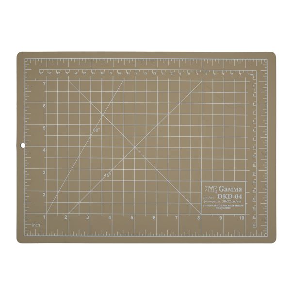 Мат для резки 2-сторонний 30х22 см, формат А4, бежевый/салатовый, Gamma DKD-04