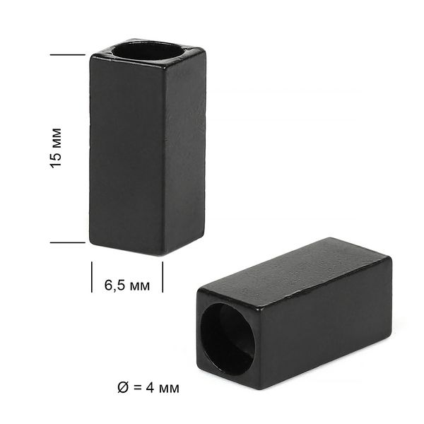 Наконечник для шнура металл 15х6,5 мм, отв.4 мм, цв. мат.черный, OR.0305-5376, уп. 100 шт
