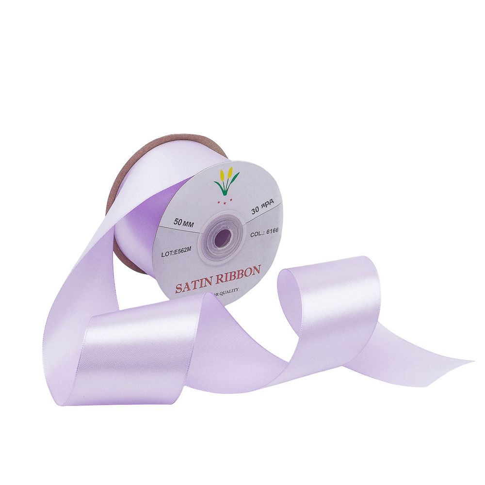 Лента атласная 1-сторонняя 50.0 мм / 27.4±2 метров, 6166, 163 бледно-лиловый, 12, Globus