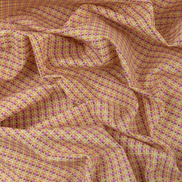 Ткань для пэчворка PEPPY БАБУШКИН СУНДУЧОК ФАСОВКА 100х112 см, 140±5 100% хлопок, БС-15 клетка яр.желтый/бирюзовый, Peppy БАБУШКИН СУНДУЧОК