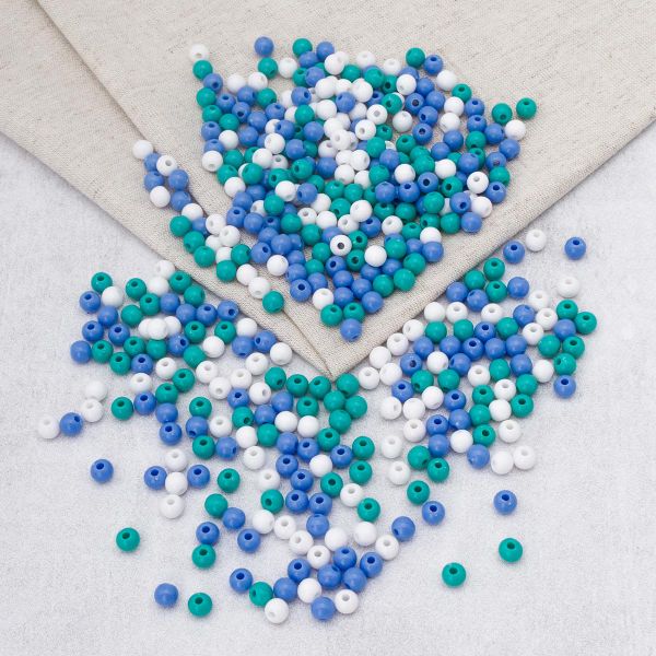 Бусины пластик ⌀6 мм, 50 г, микс цвета, круглые, Astra&Craft (холодный микс), 1AL121-1