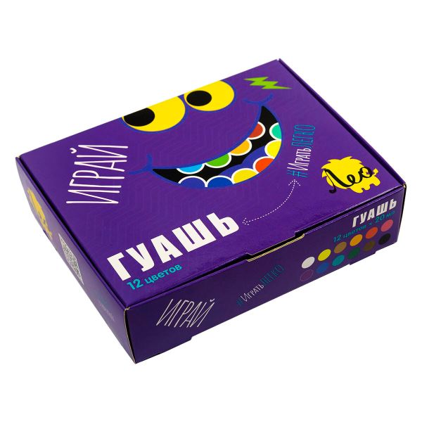 Краска гуашь Играй для детского творчества 12 цв. 20 мл, Лео LPG-0112