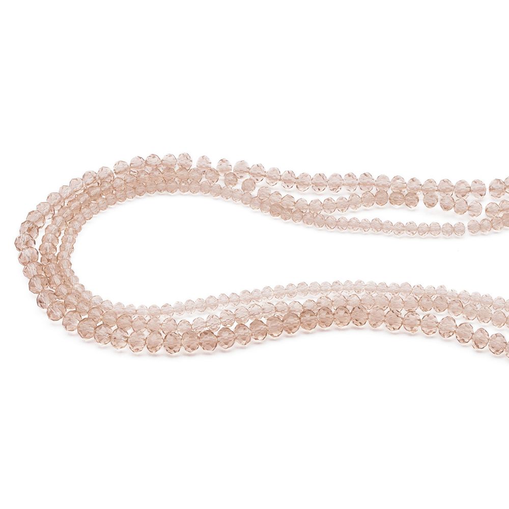 Бусины стекло ⌀2 мм, 3 мм, 4 мм, граненые, рондели, 3 нити по 38±1 см, микс, Astra&Craft, 22 бежевый