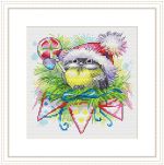 Набор для вышивания нитками МП Студия (Жар-птица), Зимняя синичка, 15х14 см