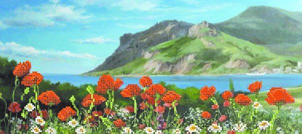 Рисунок на шелке Матренин Посад 24х47 - 4023 Маки на лугу